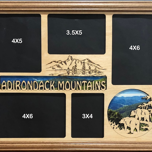 11x14 Adirondack Mountains Vacation with Bears Laser Engraved Picture Frame with 5 Photo Holes,Frame Optional