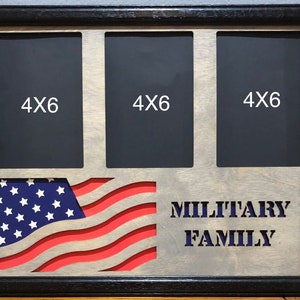 11x14 Military Family Laser Engraved Picture Frame with 3 4x6 Photo Holes Collage,Frame Optional