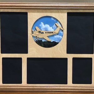 11x14 Airplane Flying Laser Engraved Picture Frame with 5 Photo Holes Collage