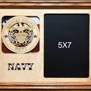 8x10 US Navy Laser Engraved Picture Frame 5x7 Photo & Flag Background Frame Optional Official License Hobbyist # HOB-NTLPO-UNIPE01