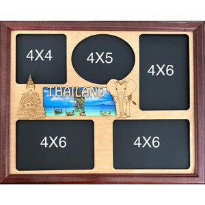 11x14 Thailand Vacation Laser Engraved Picture Frame with 5 Photo Holes Collage