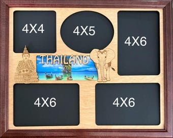 11x14 Thailand Vacation Laser Engraved Picture Frame with 5 Photo Holes Collage