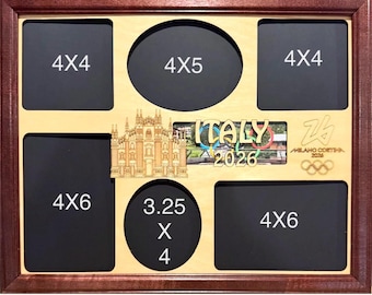 11x14 Italy Milan Olympics  Vacation Laser Engraved Picture Frame with 6 Photo Holes Collage