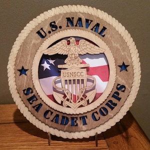 US Naval Sea Cadet Wall Tribute Sign ManCave Military Army Navy AirForce Marines Duty Honor Country Personalized Stand, Jumbo 16&quot;&18&quot; option