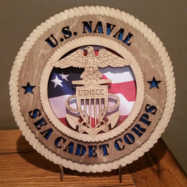 US Naval Sea Cadet Wall Tribute Sign ManCave Military Army Navy AirForce Marines Duty Honor Country Personalized Stand, Jumbo 16"&18" option