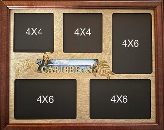 11x14 Caribbean Vacation Laser Engraved Picture Frame with 5 Photo Holes Collage
