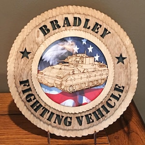US Bradley Fighting Vehicle Wall TributeSign ManCave MilitaryNavy AirForceMarinesDutyHonorCountryPersonalized Stand,Jumbo16&quot;&18&quot;options
