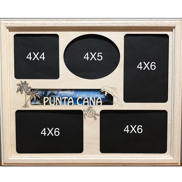 11x14 Punta Cana Vacation Laser Engraved Picture Frame with 5 Photo Holes Collage Can be personalized