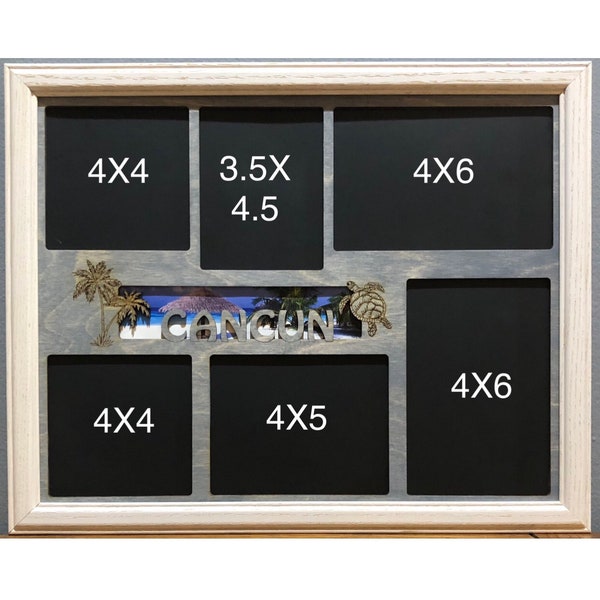 11x14 Cancun Vacation Laser Engraved Picture Frame with 6 Photo Holes Collage