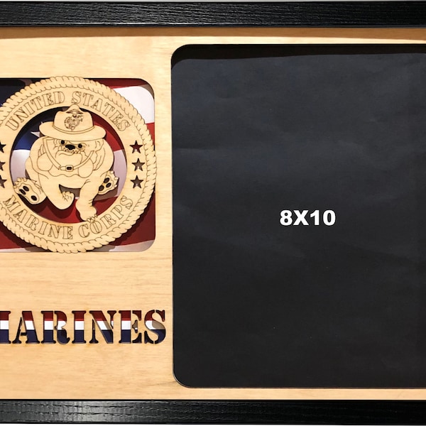 11x14 US Marine Bulldog Laser Engraved Picture Frame with Photo Hole for 8X10 photo,Frame Optional Officially Licensed Hobbyist Number 21003