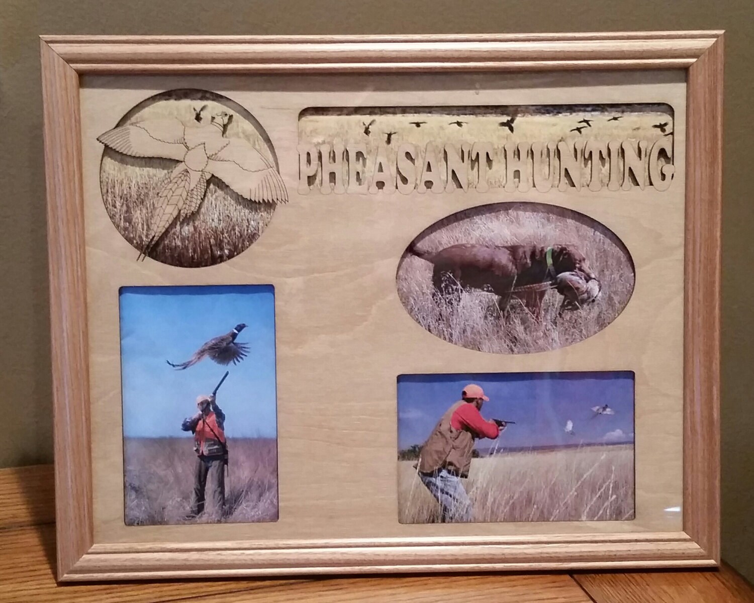 11x14 Pheasant Hunting Laser Engraved Picture Frame With 3 Etsy