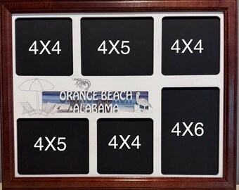11x14 Orange Beach Alabama Vacation Laser Engraved Picture Frame with 6 Photo Holes Collage Frame Optional