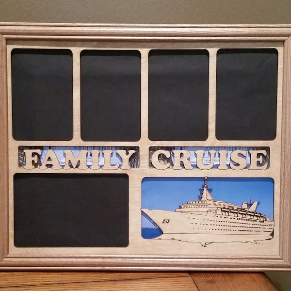 11x14 Family Cruise Vacation Laser Engraved Picture Frame with 5 Photo Holes Collage Cruise Ship