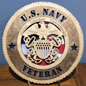 US Navy Veteran Wall Tribute ManCave,Can be Personalized, Stand available,Jumbo 16&quot; & 18&quot; options,clock optional
