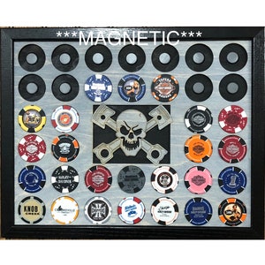 Harley Casino Style Chips Magnetic Display 11x14 Insert Fits 36 Harley Style Casino Chips Holds 36 Chips Has Skull with Pistons in Center