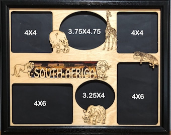 11x14 South Africa Vacation Laser Engraved Picture Frame with 6 Photo Holes Collage