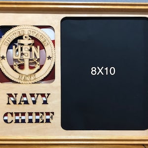 11x14 US Navy Chief Anchor Laser Engraved Picture Frame with Matte and Photo Hole for 8X10 photo Officially Licensed