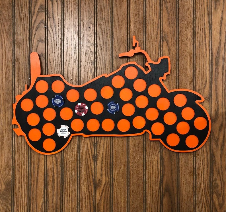 Motorcycle Black/Orange Poker Chip Motorcycle Display Fits 40 Etsy