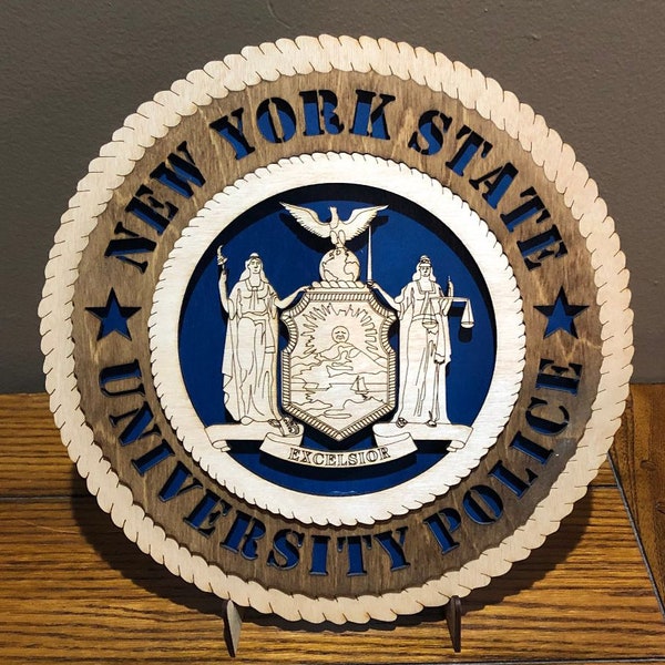 New York University Police Wall Tribute ManCave Protect and Serve Personalized, Stand, Jumbo 16" & 18" options,Add Badge #,Name