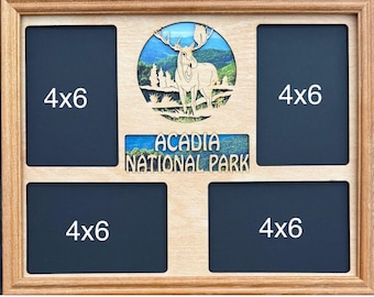 11x14 Acadia National Park Vacation Laser Engraved Picture Frame with 4 Photo Holes Collage