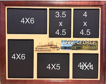 11x14 Lake George Vacation Laser Engraved Picture Frame with 6 Photo Holes Collage Frame Optional