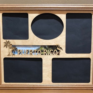11x14 Puerto Rico Vacation Laser Engraved Picture Frame with 5  Photo Holes Collage