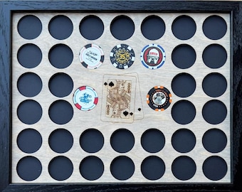 Poker Chip Frame 21 Blackjack Display Insert Fits 38 Harley-Davidson Chips 11 X 14  birch chip holder Frame Optional