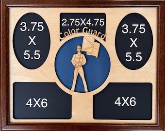 11x14 Male Color Guard Laser Engraved Picture Frame with 5 Photo Holes Collage Color Background