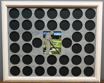 Golf Ball Markers Poker Chip  Golfer Display Insert and Frame Fits 40 Golf Ball Markers Casino chips 11 X 14 wood chip holder frame optional