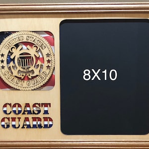 11x14 US Coast Guard Laser Engraved Picture Frame with Photo Hole for 8X10 photo  Matte only available in dropdown menu