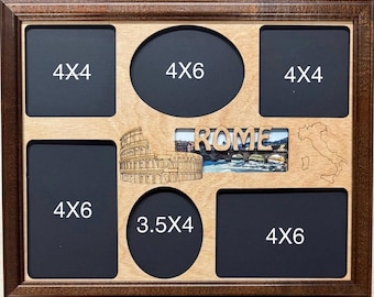 11x14 Rome Italy  Vacation Laser Engraved Picture Frame with 6 Photo Holes Collage