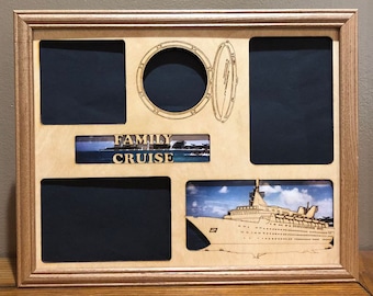 11x14 Family Cruise Vacation Laser Engraved Picture Frame with 4 Photo Holes Collage Cruise Ship