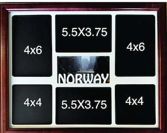 11x14 Norway Vacation Laser Engraved Picture Frame with 6 Photo Holes Frame Optional
