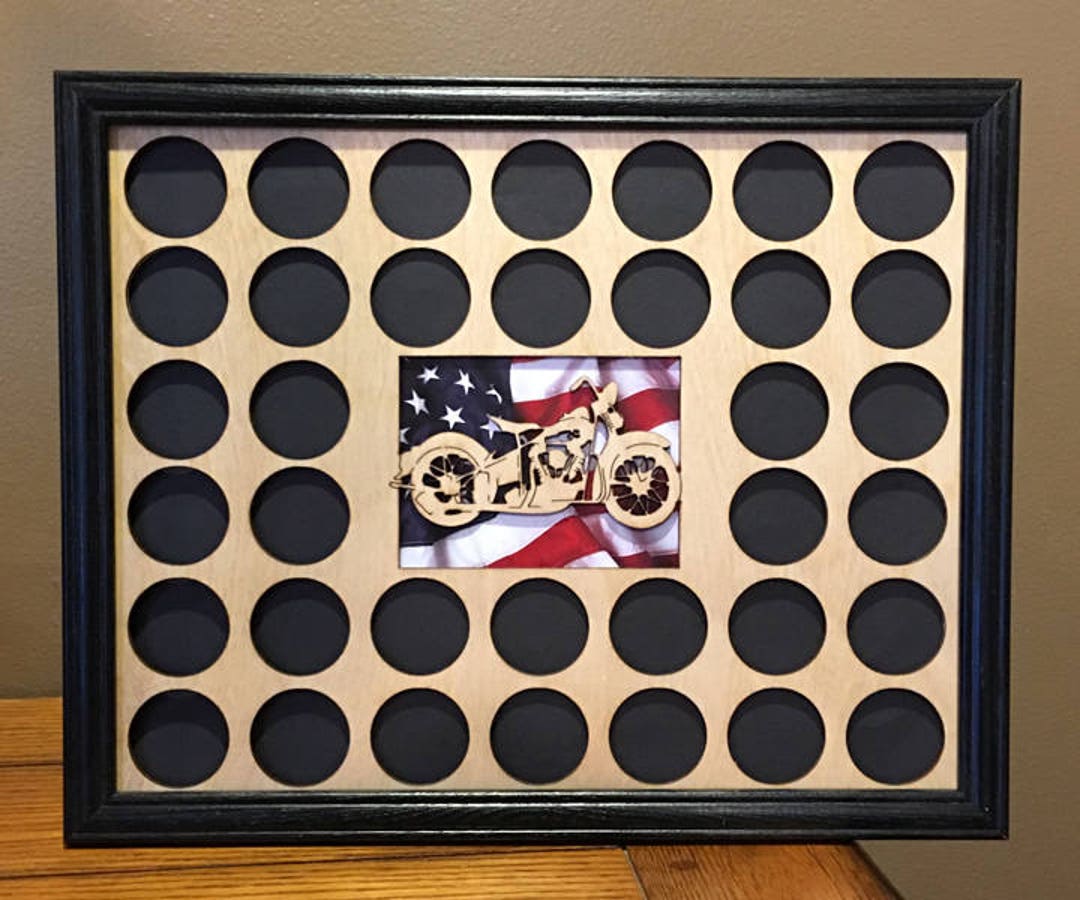 Poker Chip Frame Display Matte and Frame Optional Fits 36 Harley