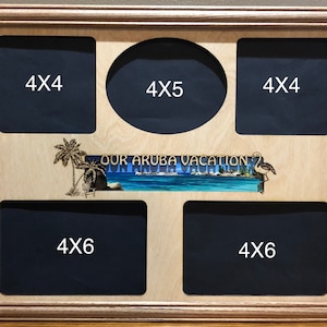 11x14 Our Aruba Vacation Laser Engraved Picture Frame with 5 Photo Holes Collage