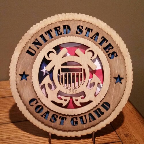 US Coast Guard Wall Tribute Sign ManCave Military Army Navy AirForce Marines Duty Honor Country Personalized Stand, Jumbo 16 « & 18 « options