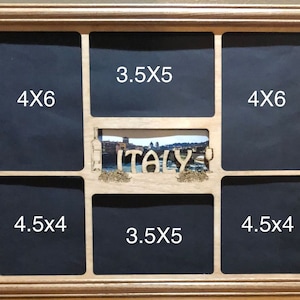 11x14 Italy Vacation Laser Engraved Picture Frame with 6  Photo Holes Collage