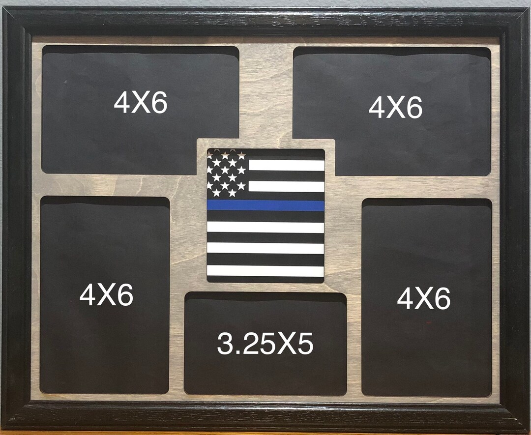 11x14 Thin Blue Line Laser Engraved Picture Frame With 6 Photo Holes