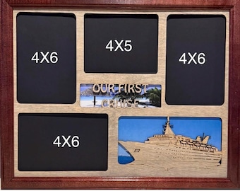11x14 First Cruise Vacation Laser Engraved Picture Frame with 4 Photo Holes Collage