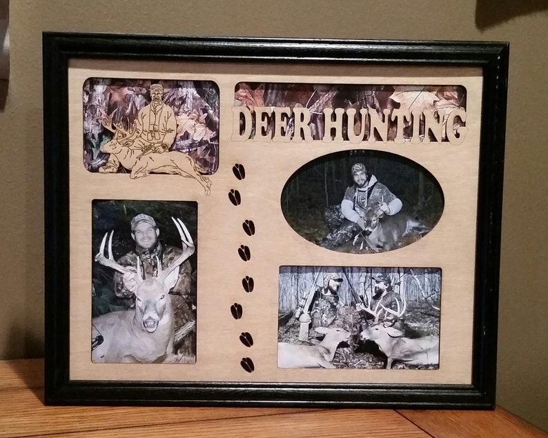 11x14 Deer Hunting Man Laser Engraved Picture Frame With 3 Image 0