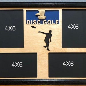 Cadre photo ultime pour disc golf 11 x 14 pouces gravé au laser avec 4 trous pour photo, cadre en option