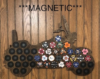 Poker Chip Motorcycle Magnetic Display  Fits 46 Chips,Hanging Strips Optional  9 Colors Available