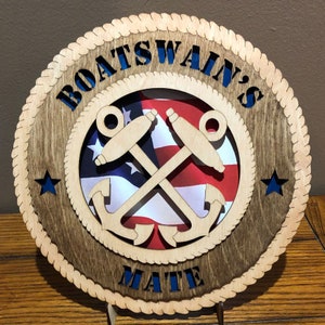 US Navy Boatswains Mate Wall Tribute ManCave  Personalized, Stand, Jumbo 16&quot; & 18&quot; options