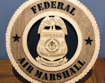 Federal Air Marshall Wall Tribute ManCave Protect and Serve Personalized, Stand, Jumbo 16" & 18" options