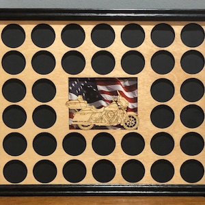 Poker Chip Frame Display Insert and Frame Fits 36 Harley-Davidson or Casino chips 11 X 14 wood chip holder and frame optional
