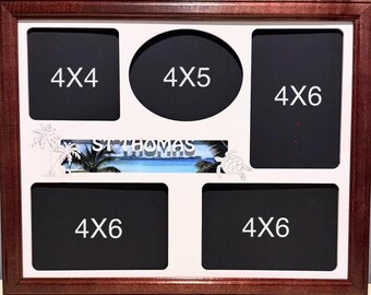 11x14 St Thomas Vacation Laser Engraved Picture Frame with 5 Photo Holes Collage Frame Optional