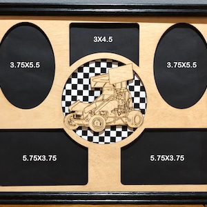 11x14 Sprint Car Laser Engraved Picture Frame with 5 Photo Holes,Frame Optional