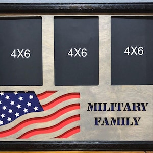 11x14 Military Family Laser Engraved Picture Frame with 3 4x6 Photo Holes Collage,Frame Optional