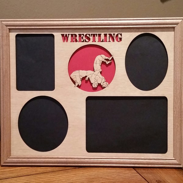 11x14 Wrestling Laser Engraved Picture Frame with 4 Photo Holes Collage Matte Only Available for your Frame