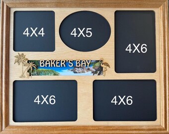 11x14 Bakers Bay Vacation Laser Engraved Picture Frame with 5 Photo Holes Collage